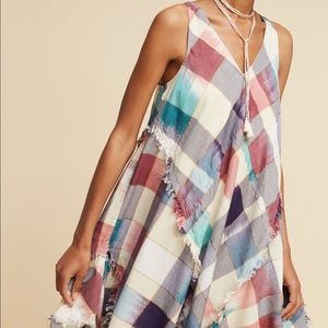 Anthropologie Maeve metallic plaid  Midi Dress